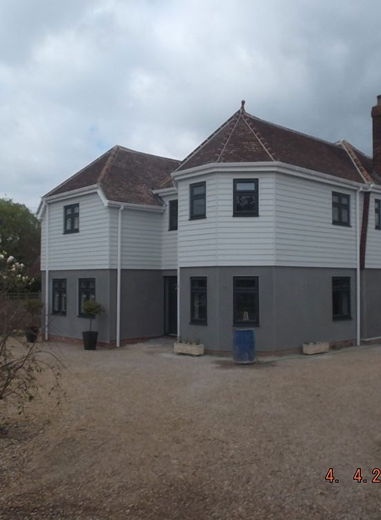 Front of the property showing the new two storey extension and external finishes